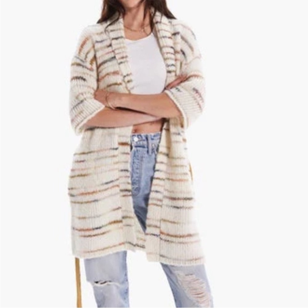 MOTHER The Drop short sleeve hip cardigan in between takes Alpaca Small/Medium - Picture 2 of 9